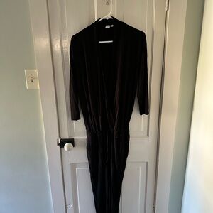 GAP Black Long-Sleeved Jumpsuit with Structured Collar